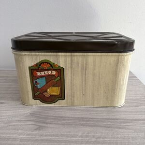 Cheinco‎ Tin Bread Box Vintage Storage Made In USA Tan/Brown